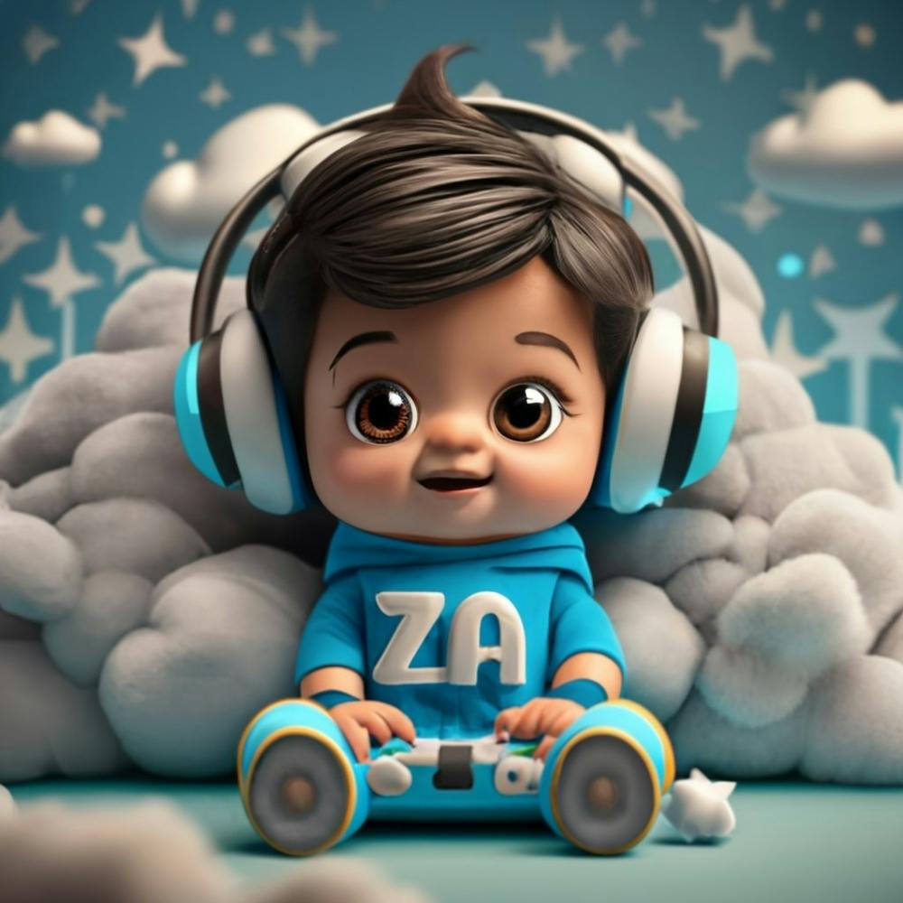 Cartoon-Stil Realistischer Baby-Junge Gamer
