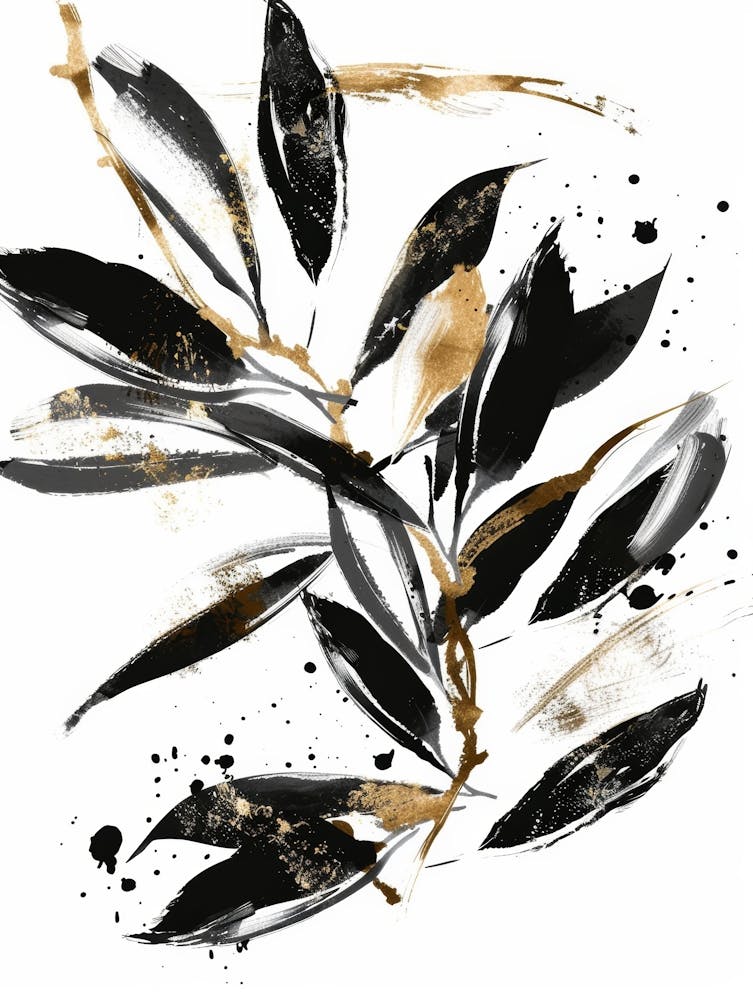 Black And Gold Leaves 3