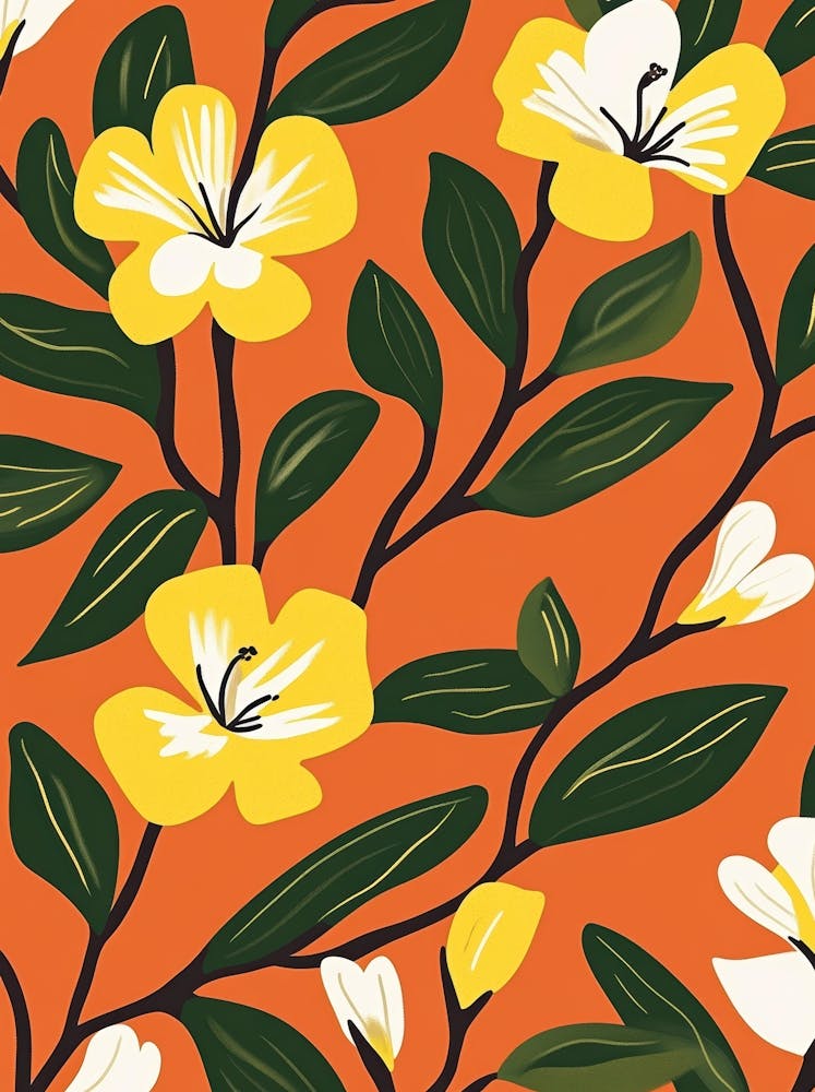 Seamless Pattern With Yellow Flowers