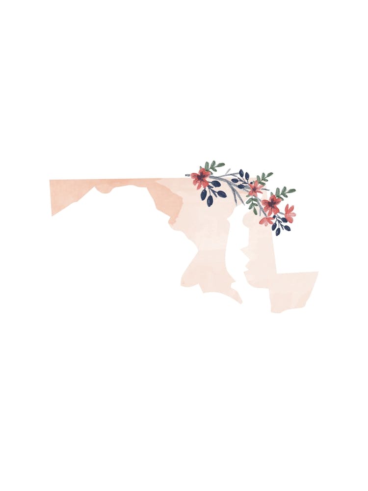 Maryland Watercolor Floral State