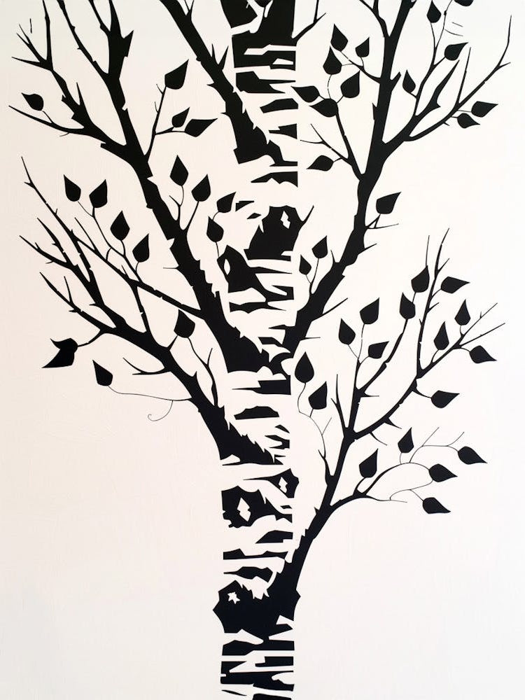 Birch Tree Simple Geometric Nature Stencil 2