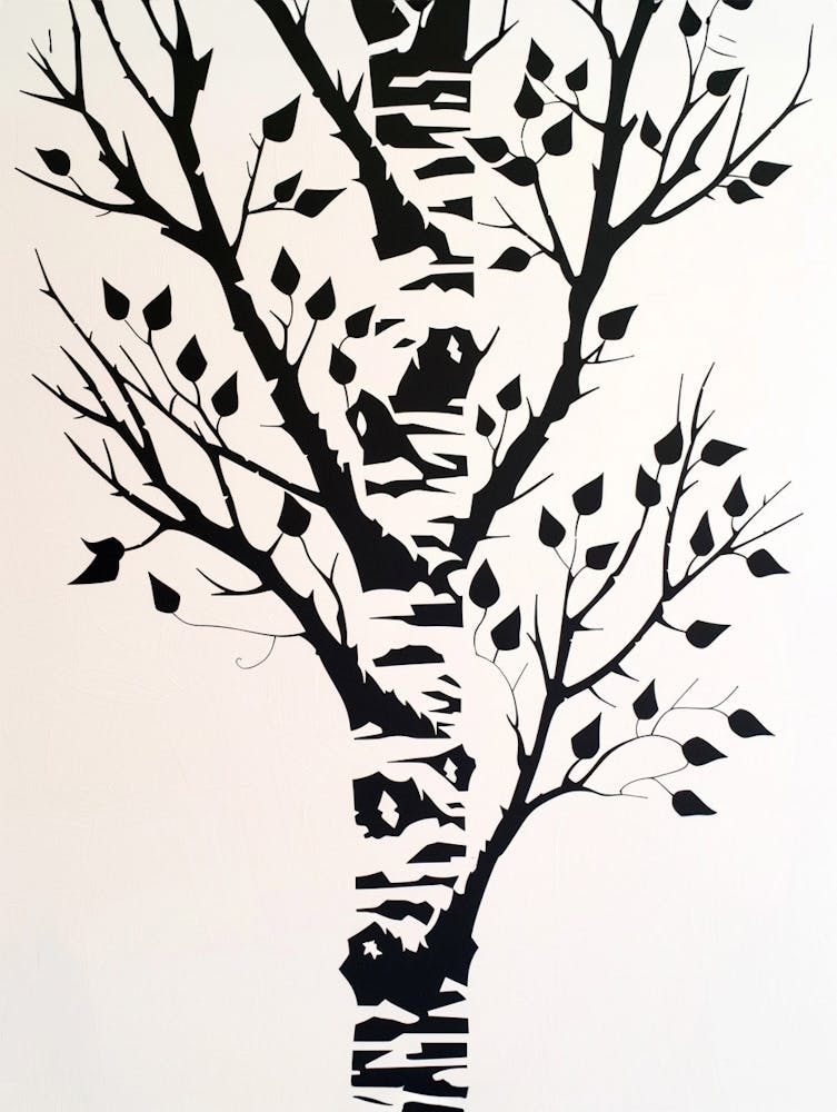 Birch Tree Simple Geometric Nature Stencil 2