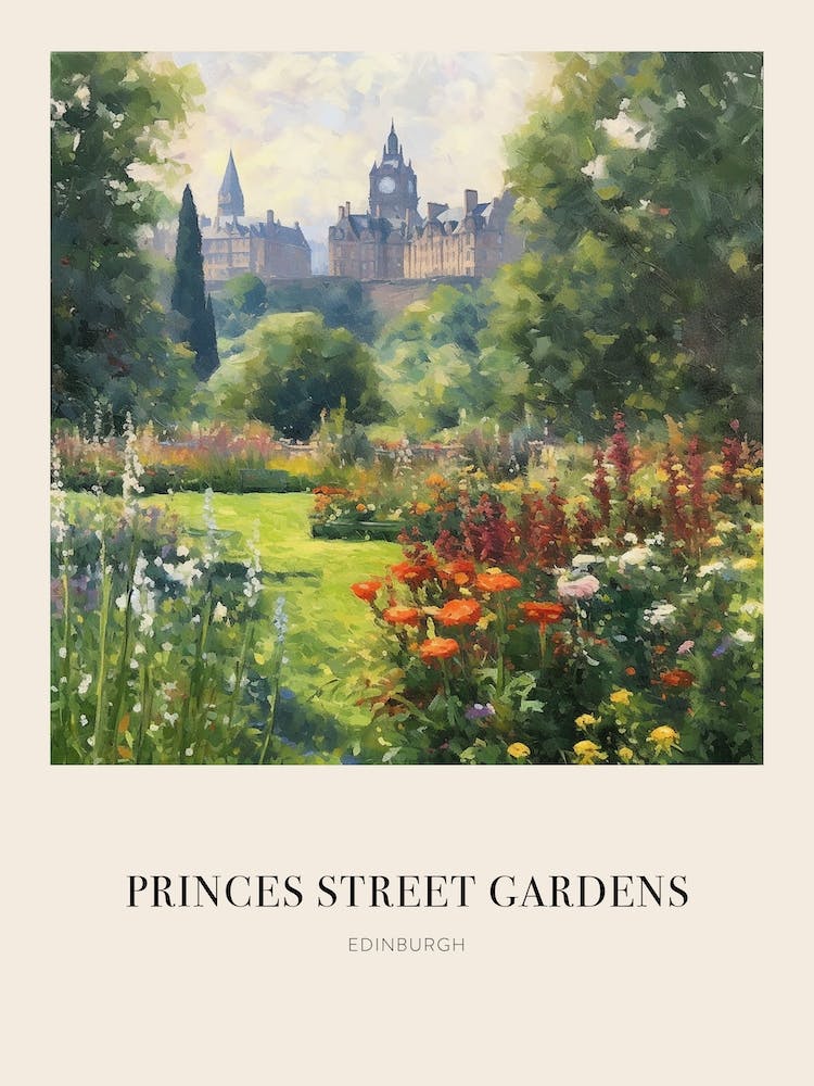 Princes Street Gardens Edinburgh United Kingdom 3 Vintage Cezanne Inspired Poster