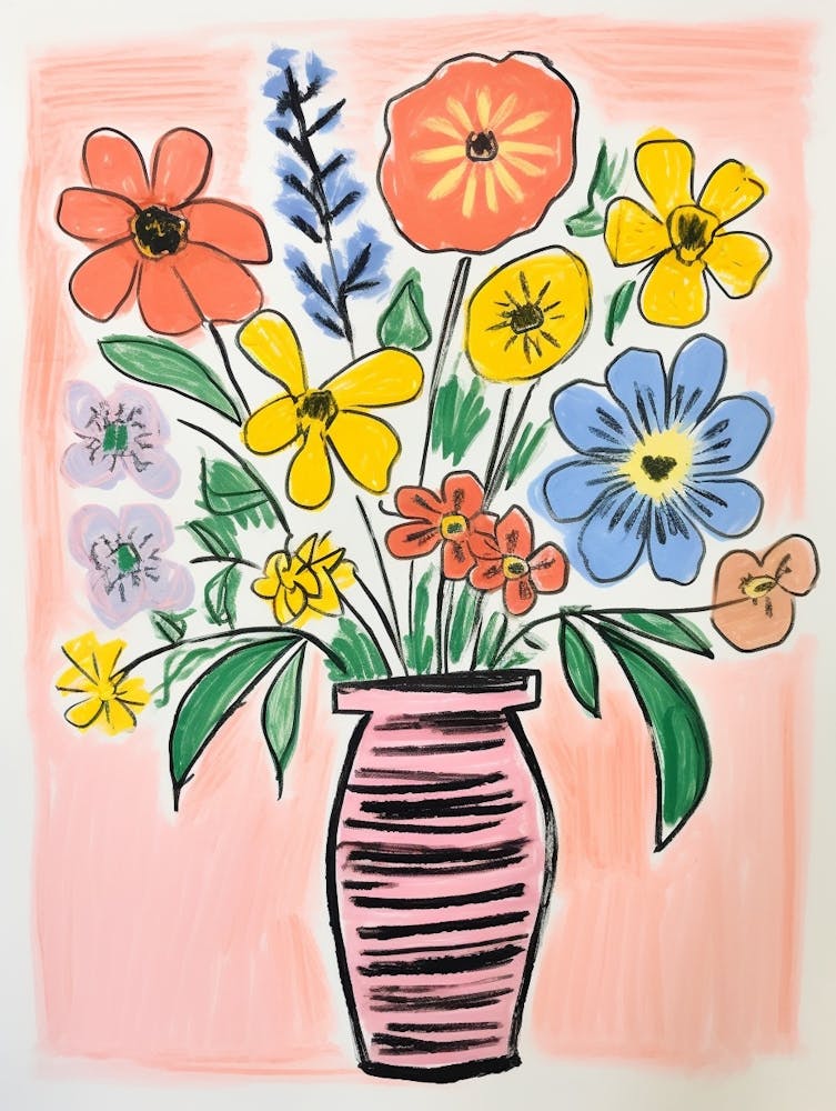 Flower Painting Fauvist Style Flax Flower 2