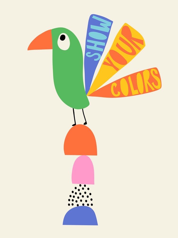 Playful Meadow Show Your Colors Colorful Bird Tail Feathers Illustration Kids