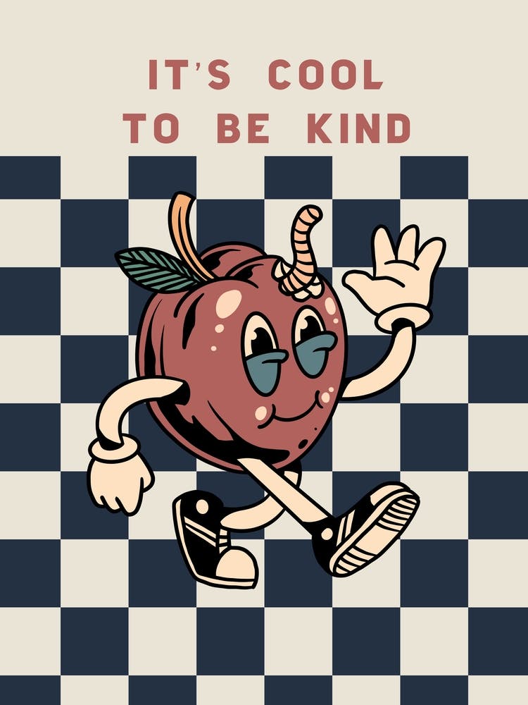 Retro Checkerboard Vintage Style Skater Kids - "It's cool to be kind"