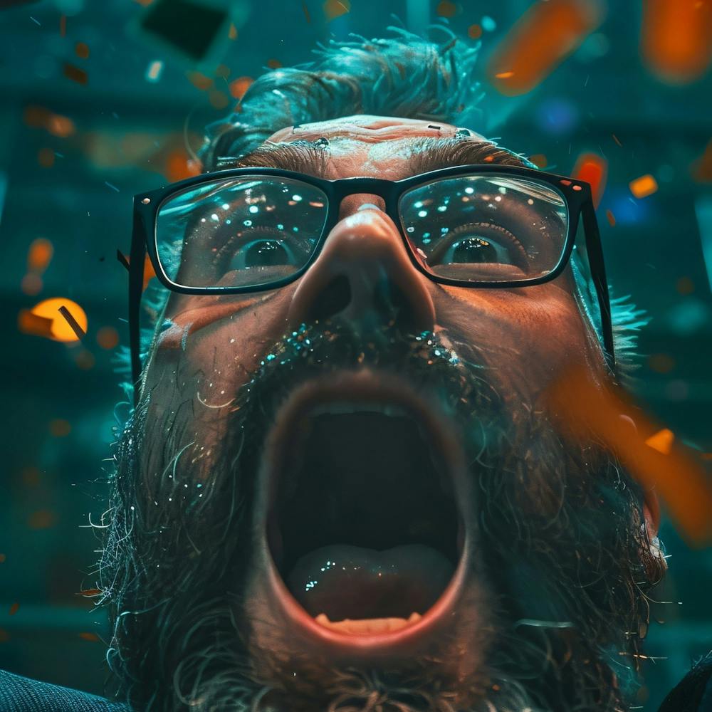 Mann mit Brille und Konfetti