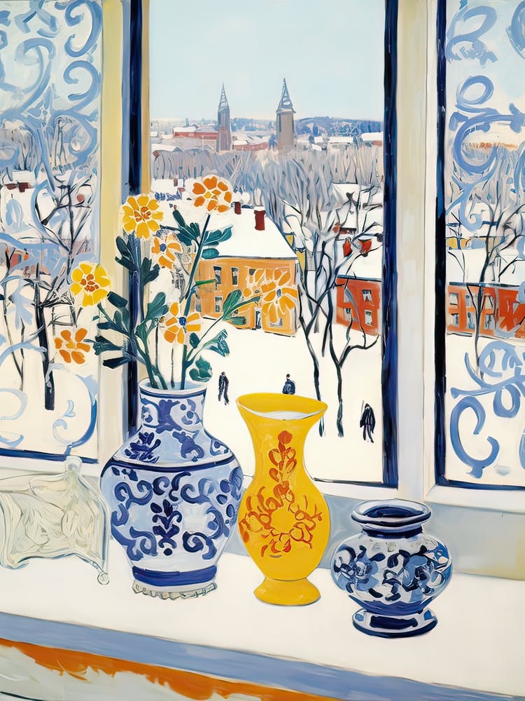 The Windowsill Of Stockholm   Sweden Snow Inspired By Matisse 3