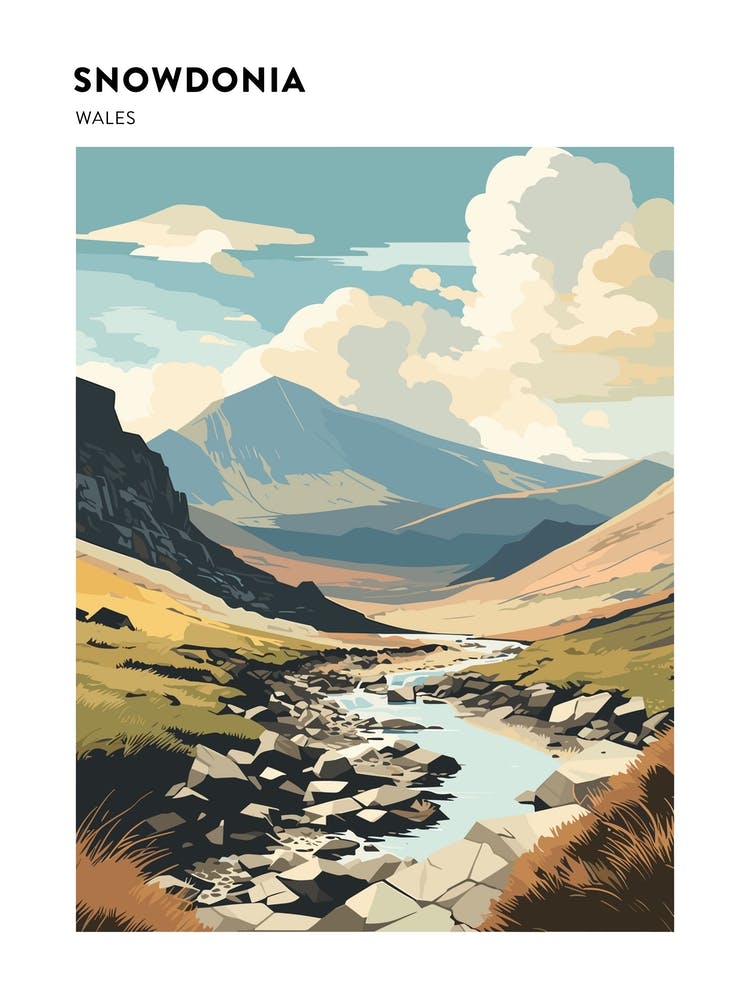Snowdonia National Park Wales 1 Hiking Trail Landscape Poster