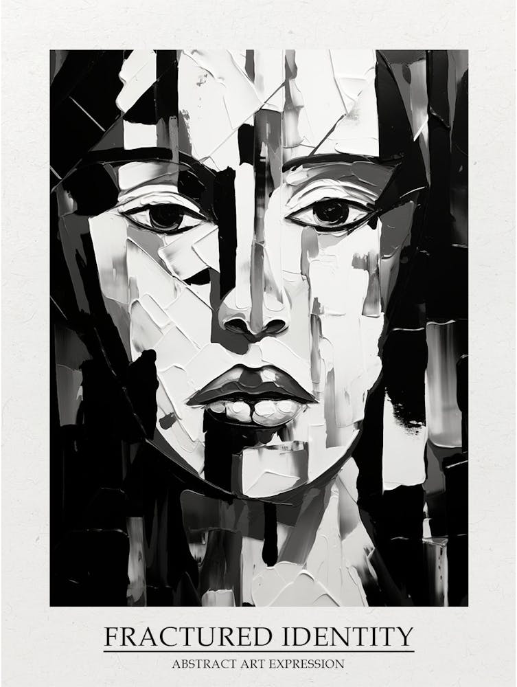 Fractured Identity Abstract Black And White 7 Poster
