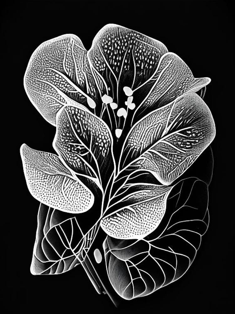 Purslane Leaf Linocut 1