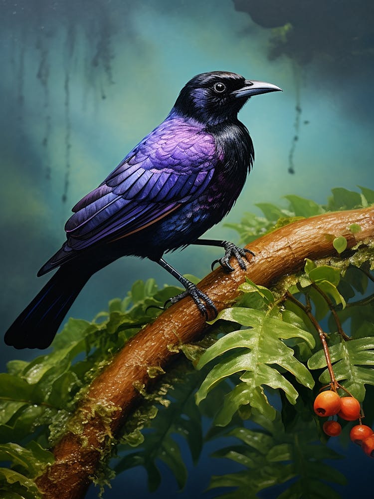 Nature's Crown: Fruitcrow Jungle Bird Wall Art 1