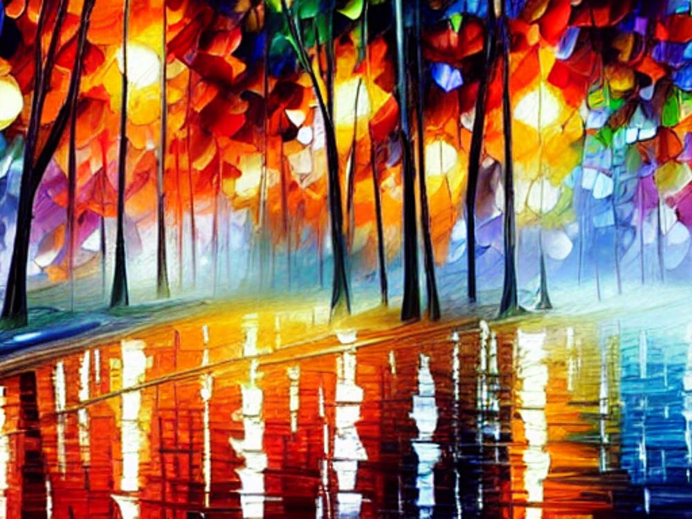 Colorful Trees In The Rain