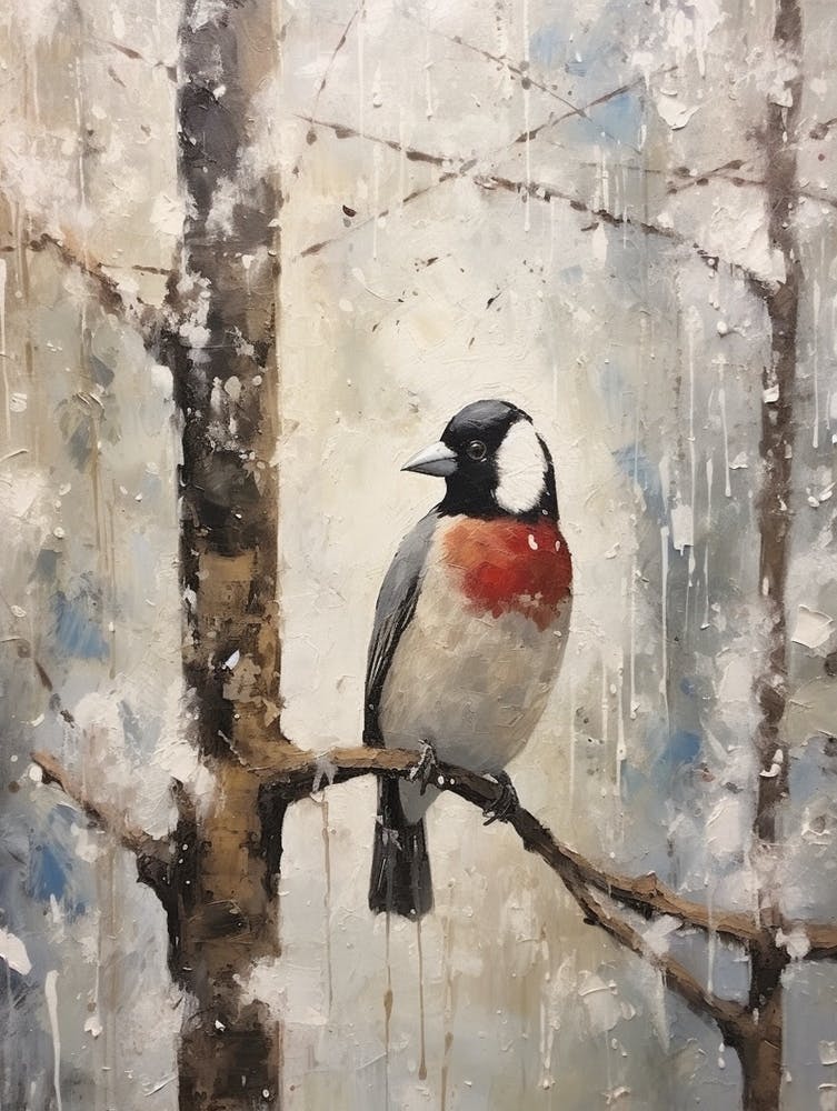 Vintage Winter Animal Painting Woodpecker 3
