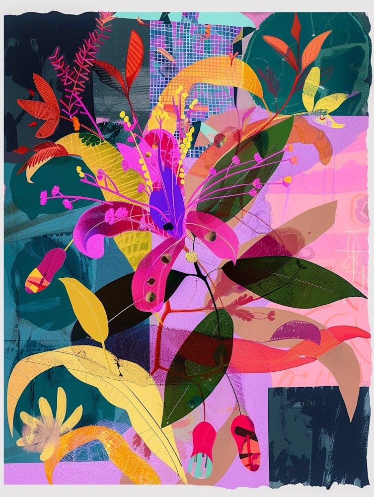 Honeysuckle 1 Neon Flower Collage