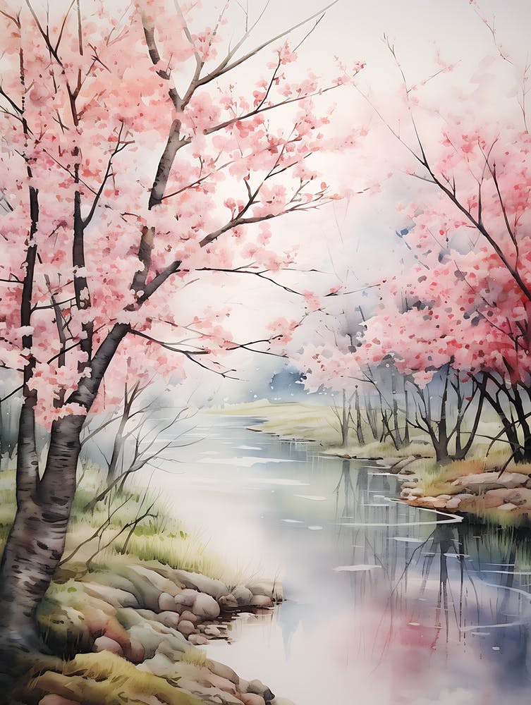 Belle Aquarelle Fleur de Cerisier 6