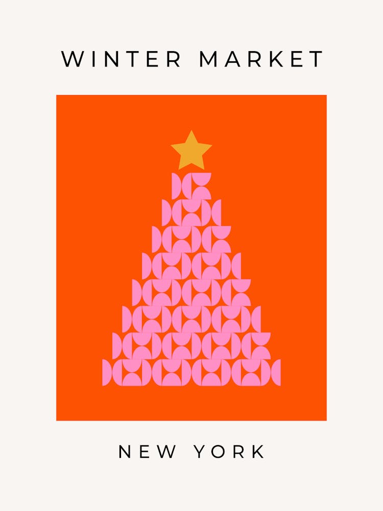 Wintermarkt | 02 - Orangefarbener und pinker Weihnachtsbaum