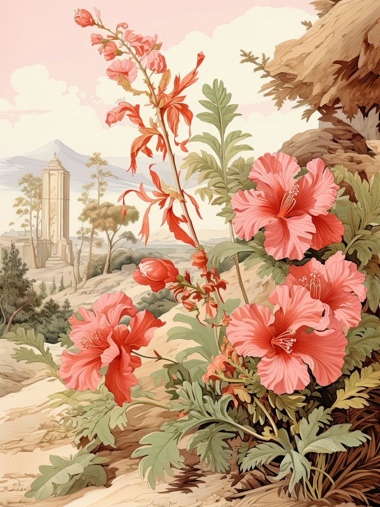 Chinese Hibiscus Flower Victorian Style 0