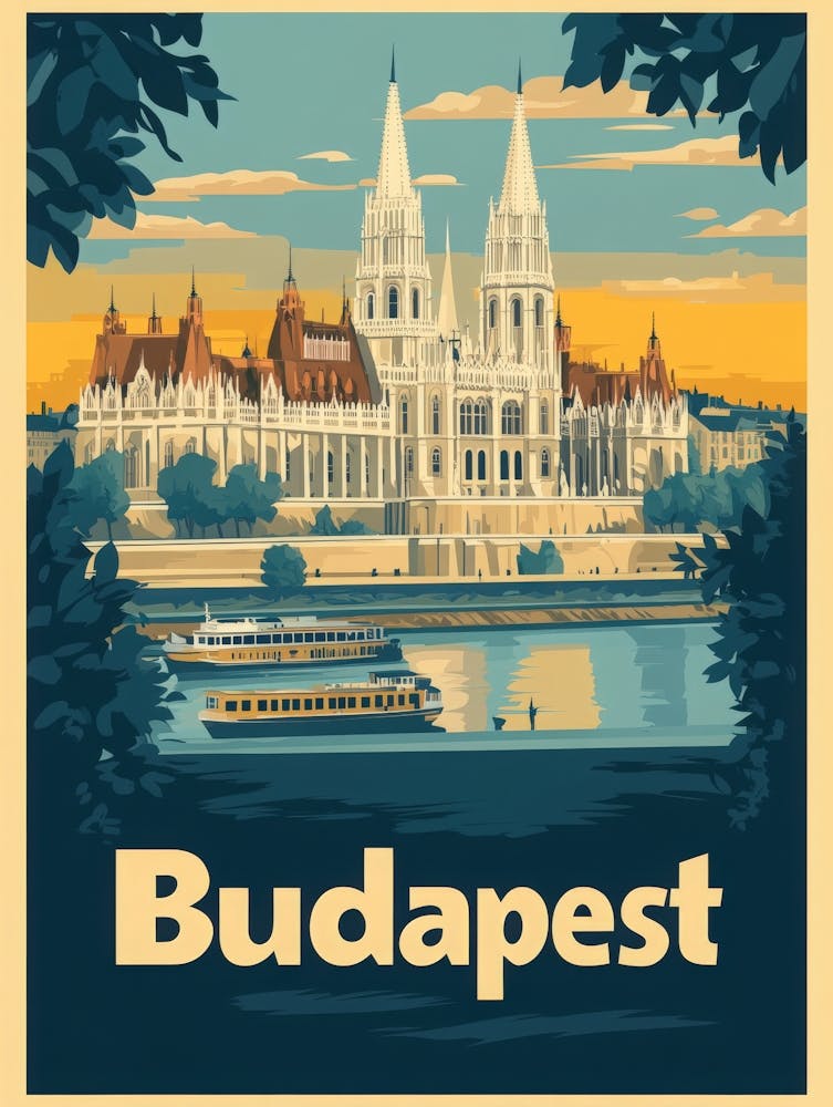 Aihrgdesign A Retro Travel Poster For Budapest Featuring The 2