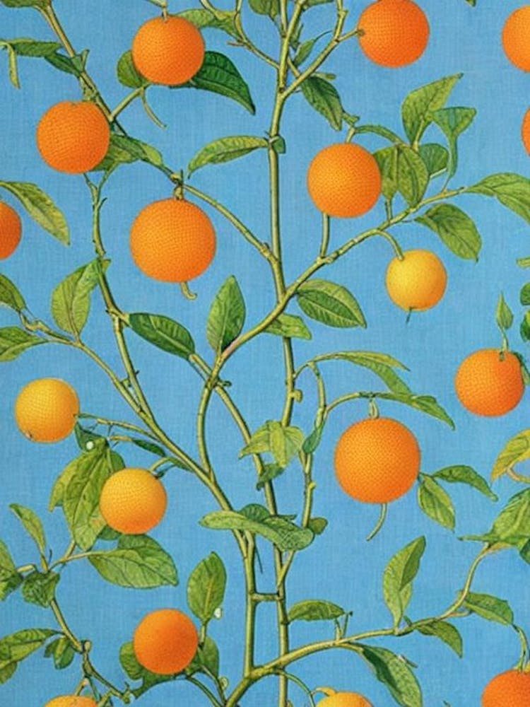 Orange 2 tree Vintage Botanical