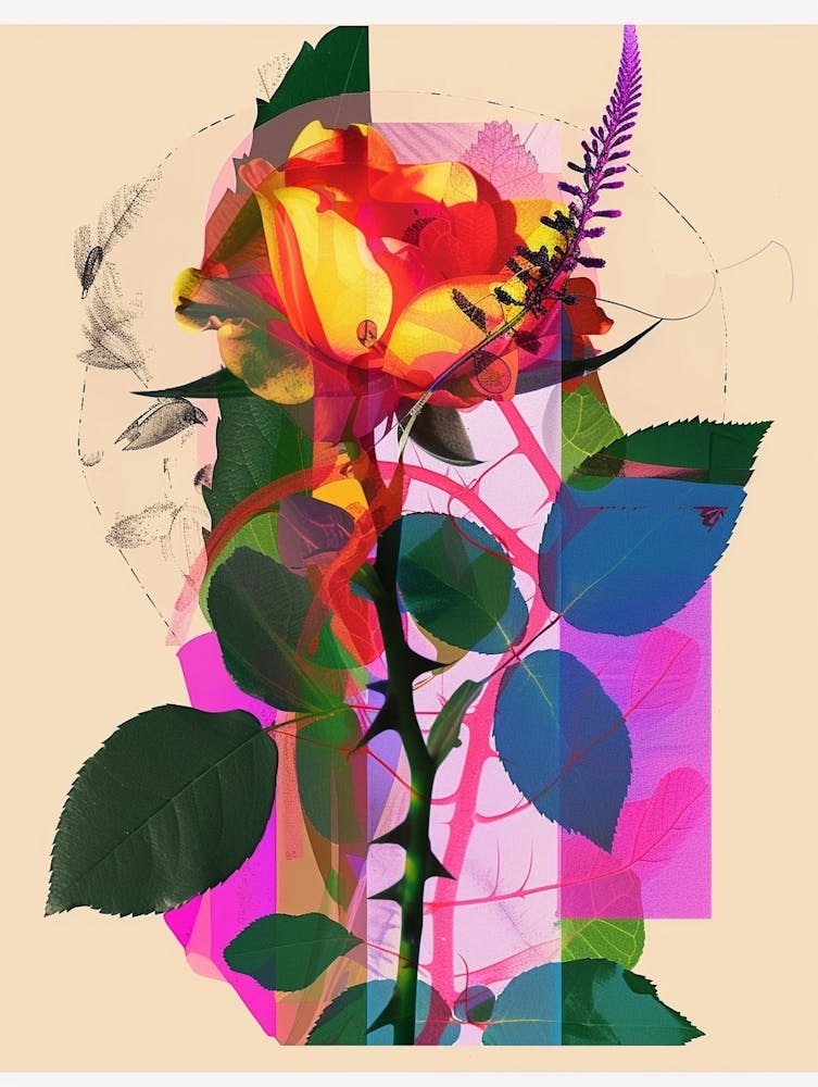 Rose 5 Neon Flower Collage