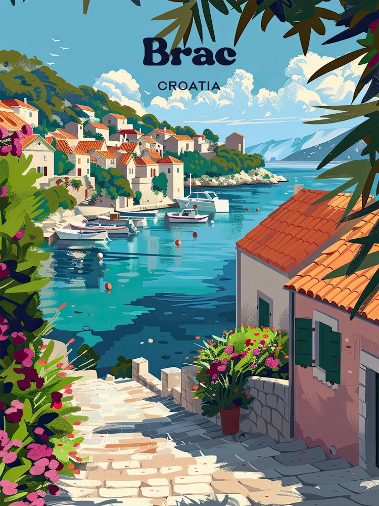 Brac Croatia Adriatic Sea Digital Travel Art