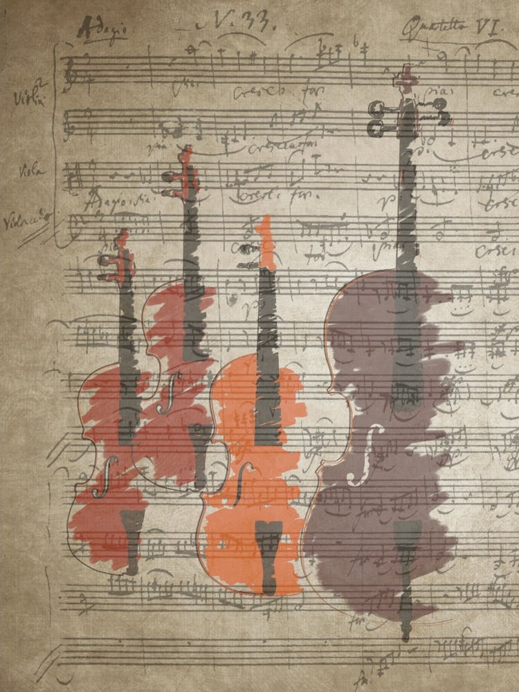 Music Notes Score Song Melody Classic Classical Vintage Violin Viola Cello Bass