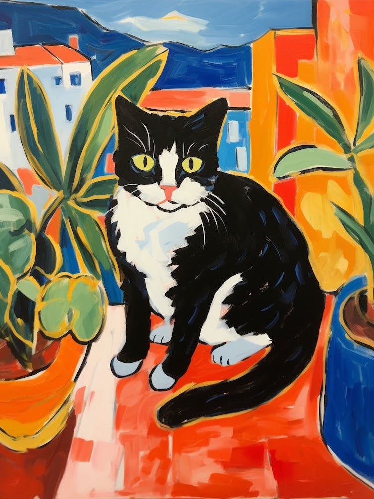 Painting Of A Cat In Sicily Italy 1