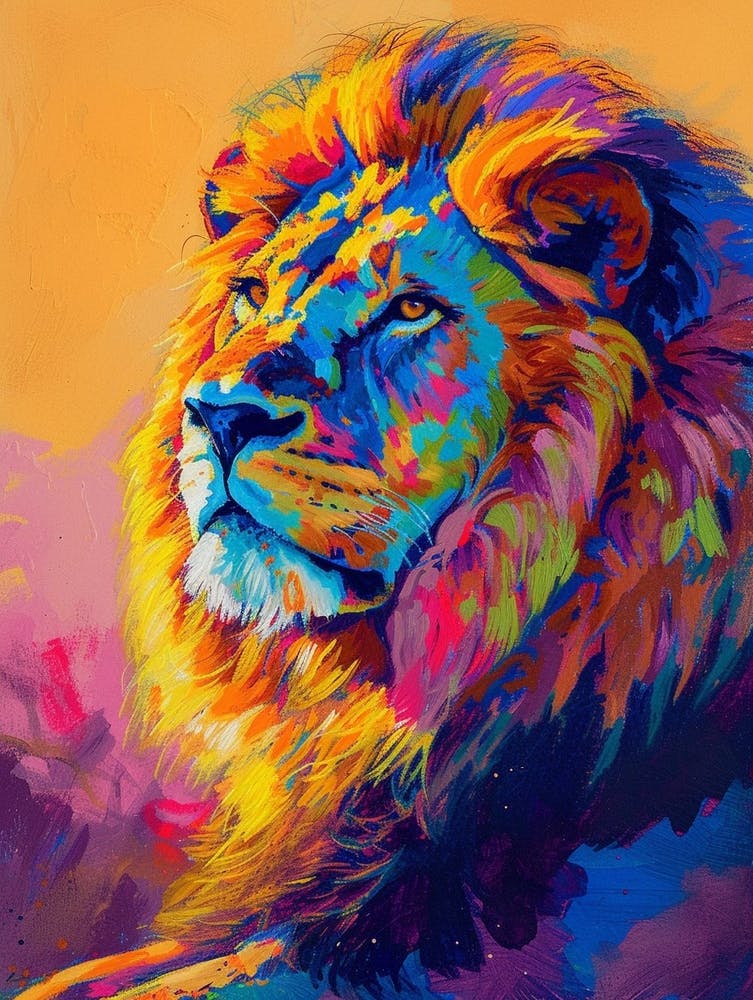 Southwest African Lion Lion In Different Seasons Fauvist Painting 3