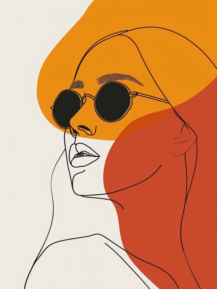 Portrait Of A Woman With Sunglasses Contemporary Boho Chic