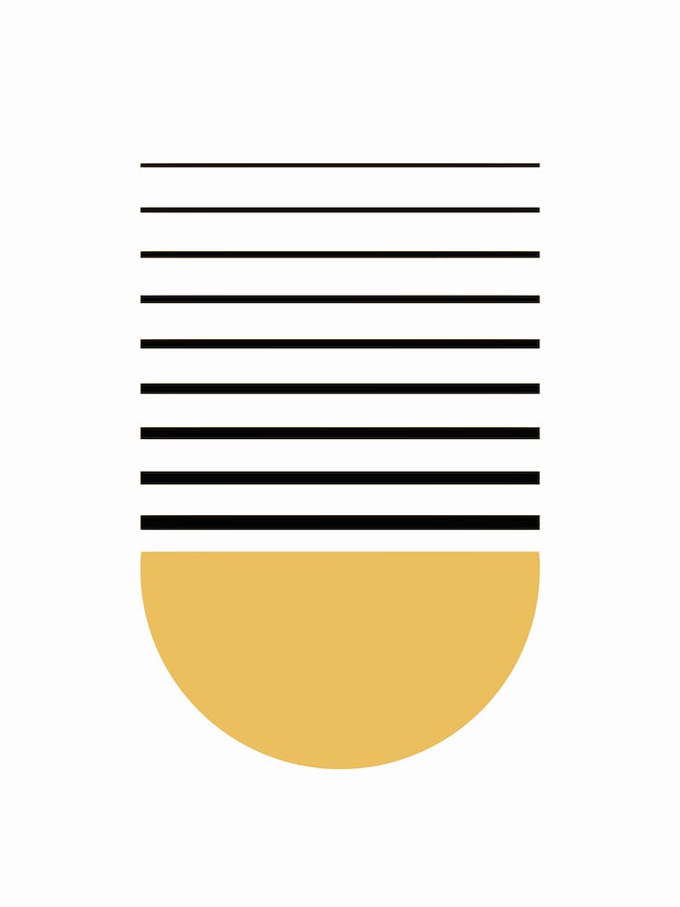 Gold & Black Stripe Mid Century Minimal Abstract