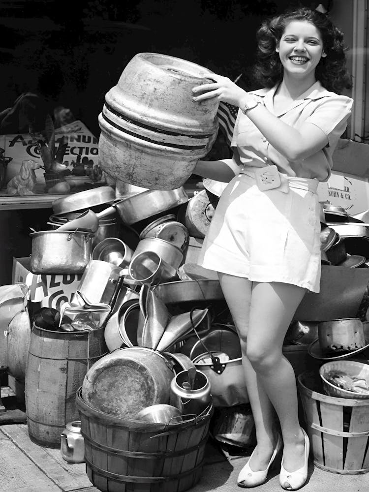 Girl With A Beer Barrel Vintage Black and White Photo