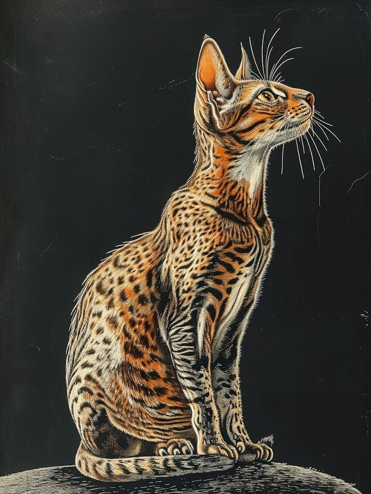 Egyptian Mau Cat Relief Illustration 1