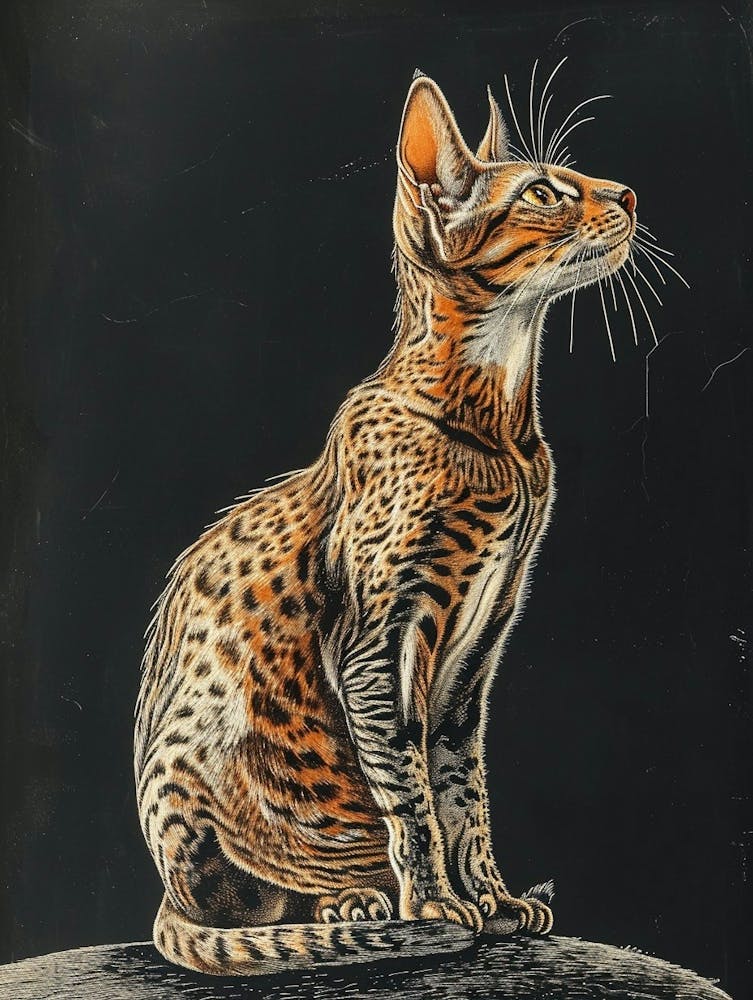 Egyptian Mau Cat Relief Illustration 1