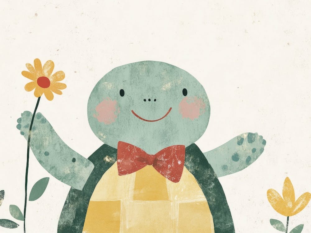 Little Turtle With Flowers