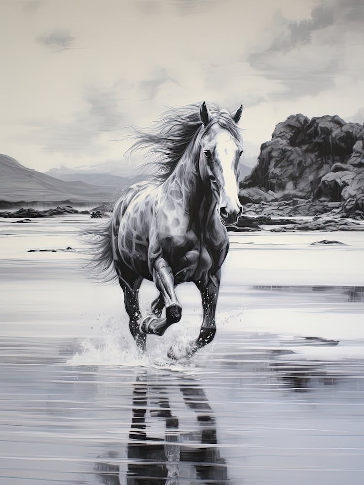 A Horse Oil Painting In Matira Beach, Bora Bora, Portrait 4