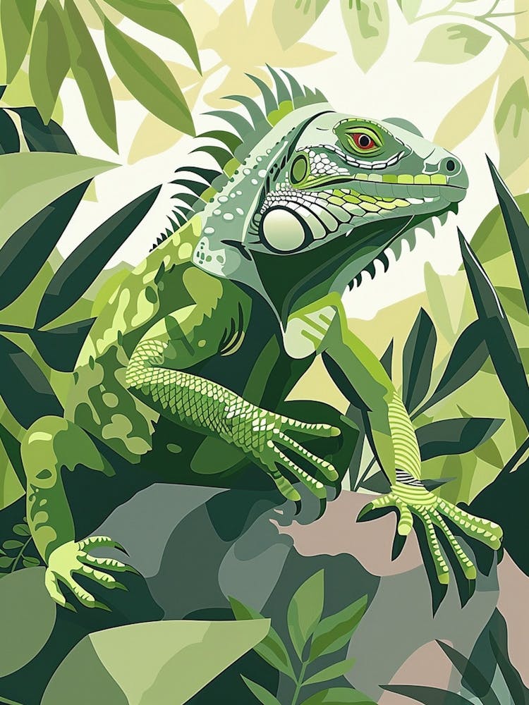 Green Iguana Modern Illustration 6