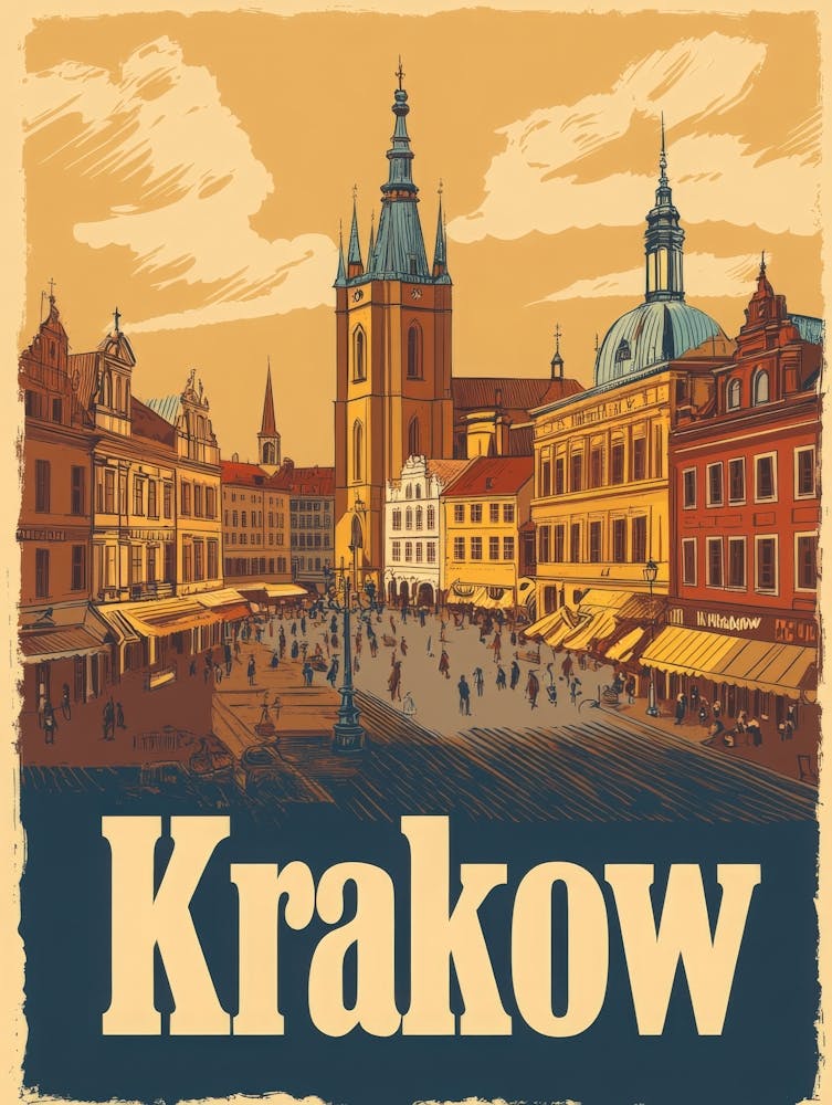 Aihrgdesign A Classic 1960s Travel Poster For Krakow 2