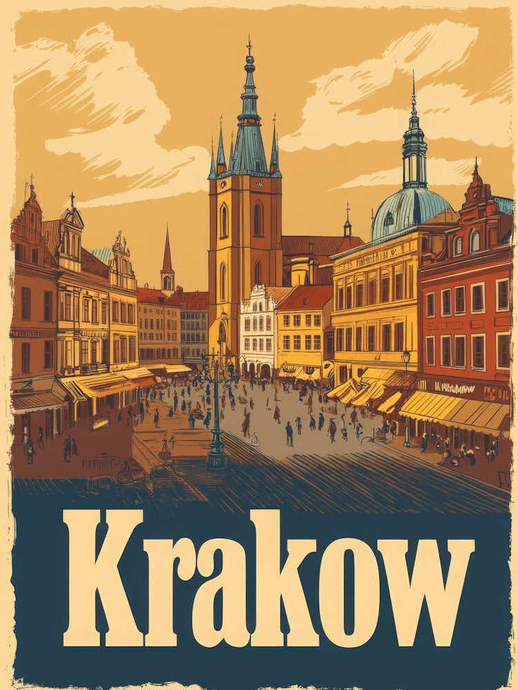 Aihrgdesign A Classic 1960s Travel Poster For Krakow 2