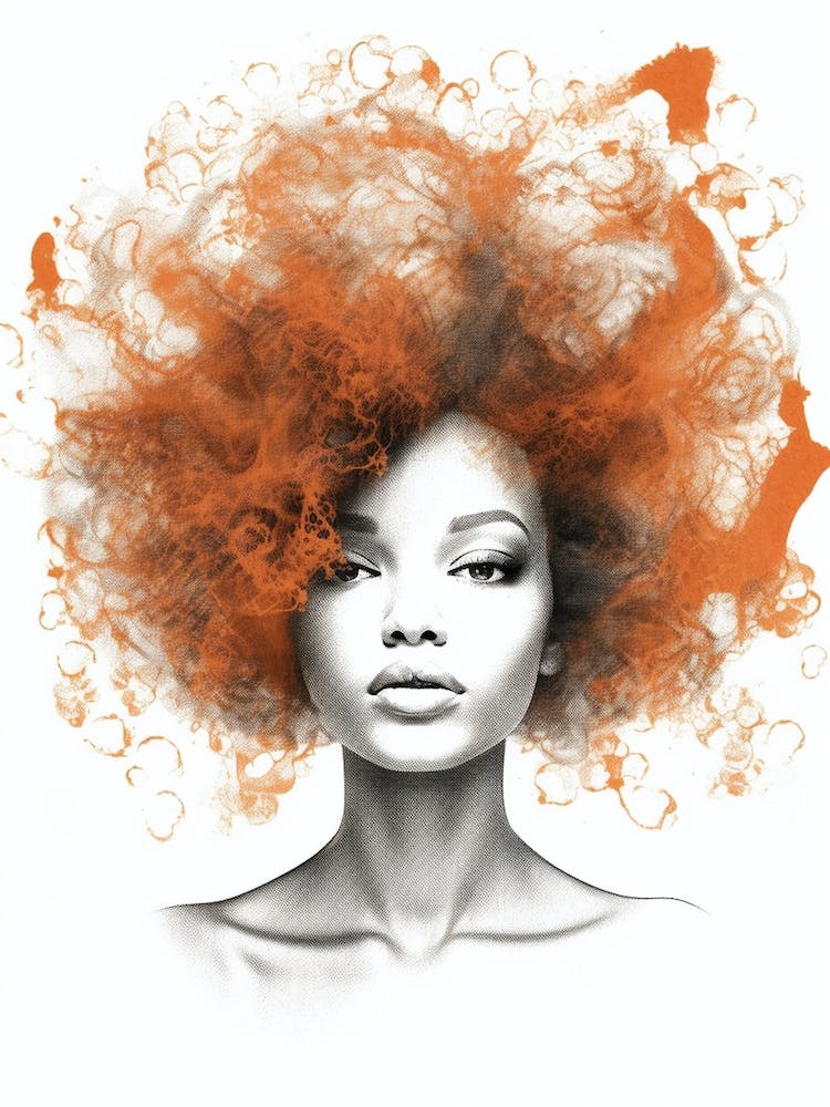 Retro Watercolour Afro Portrait 3