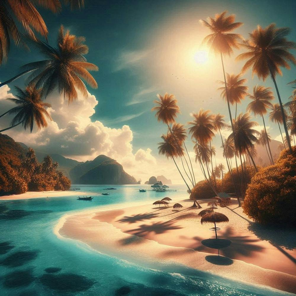 Tropical Beach With Palm Trees 5