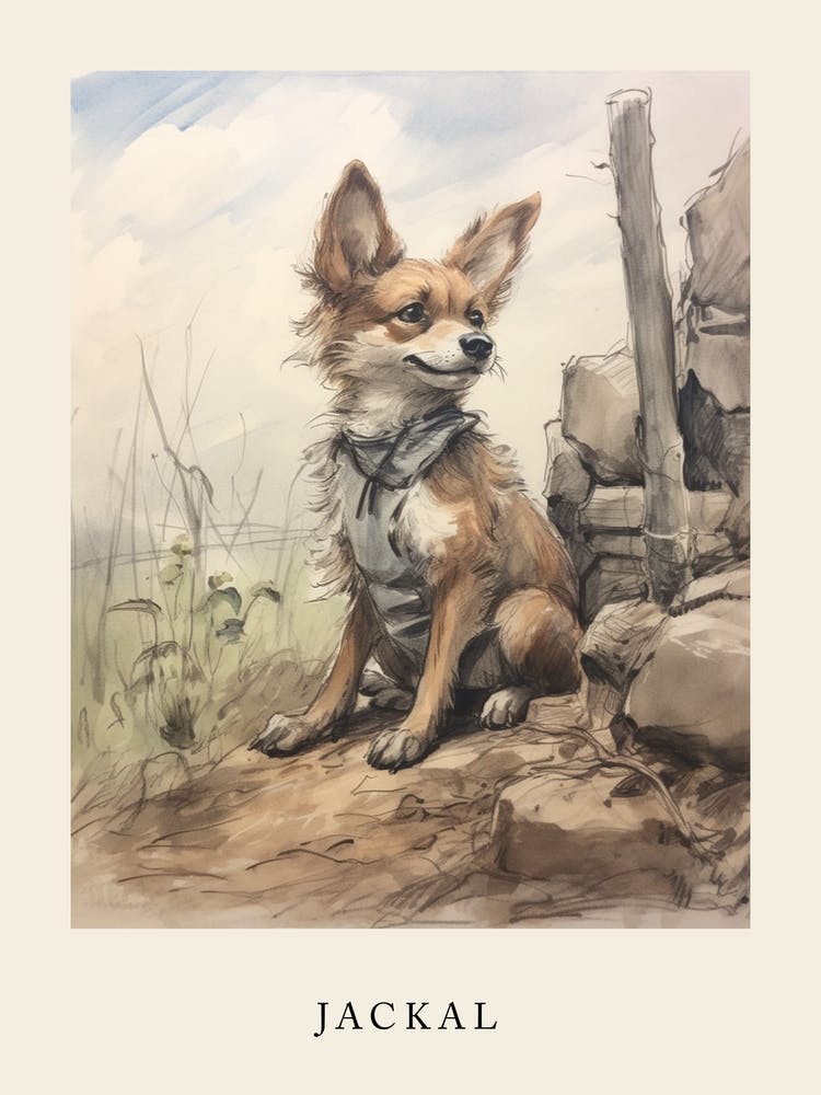 Beatrix Potter Inspired  Animal Watercolour Jackal 1