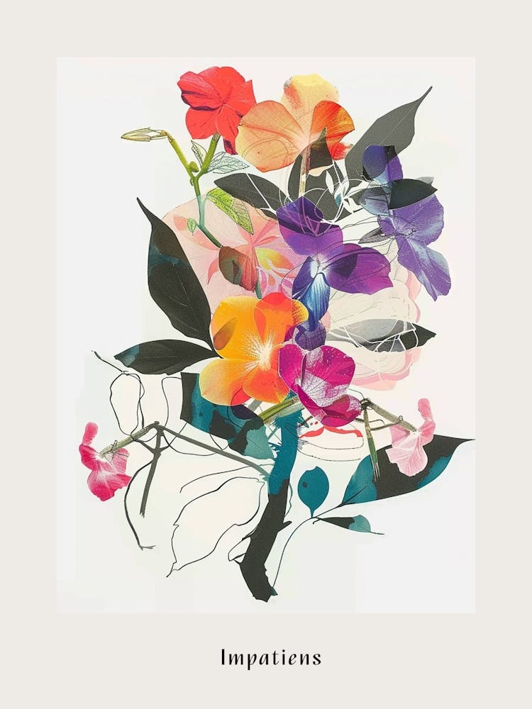 Impatiens 2 Collage Flower Bouquet Poster