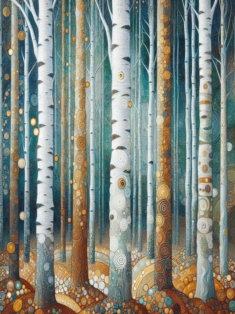 Birch Forest by gustsav klimt