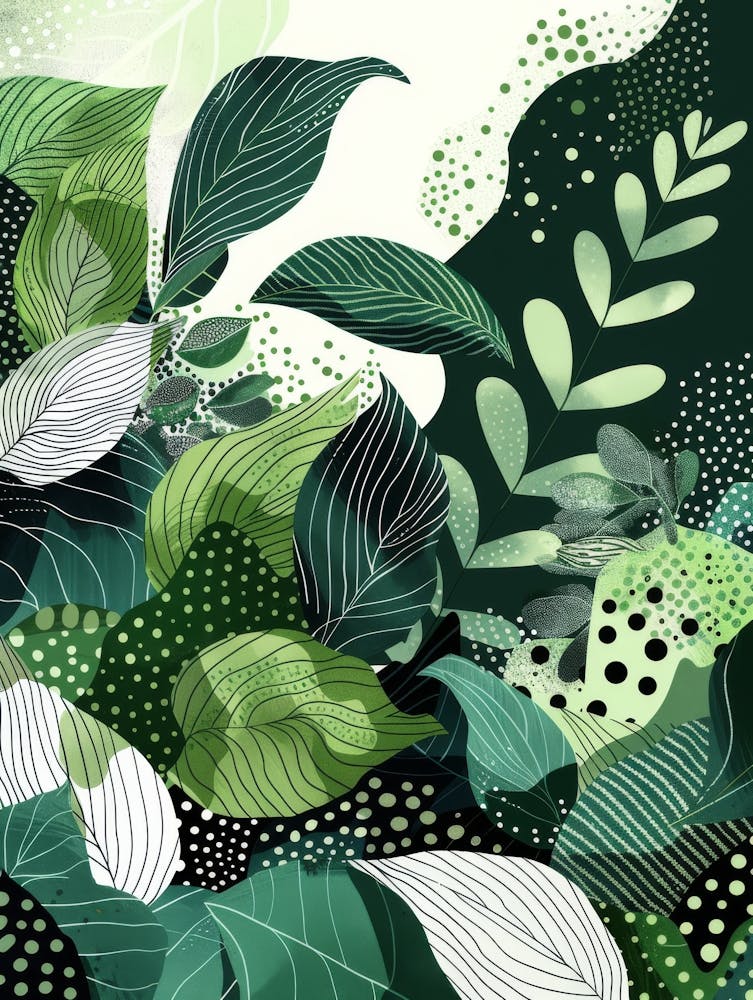 Abstract Green Leaves