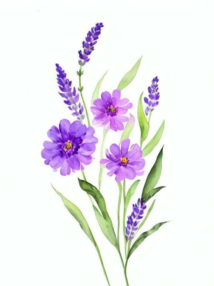 Lavender Watercolour Flower
