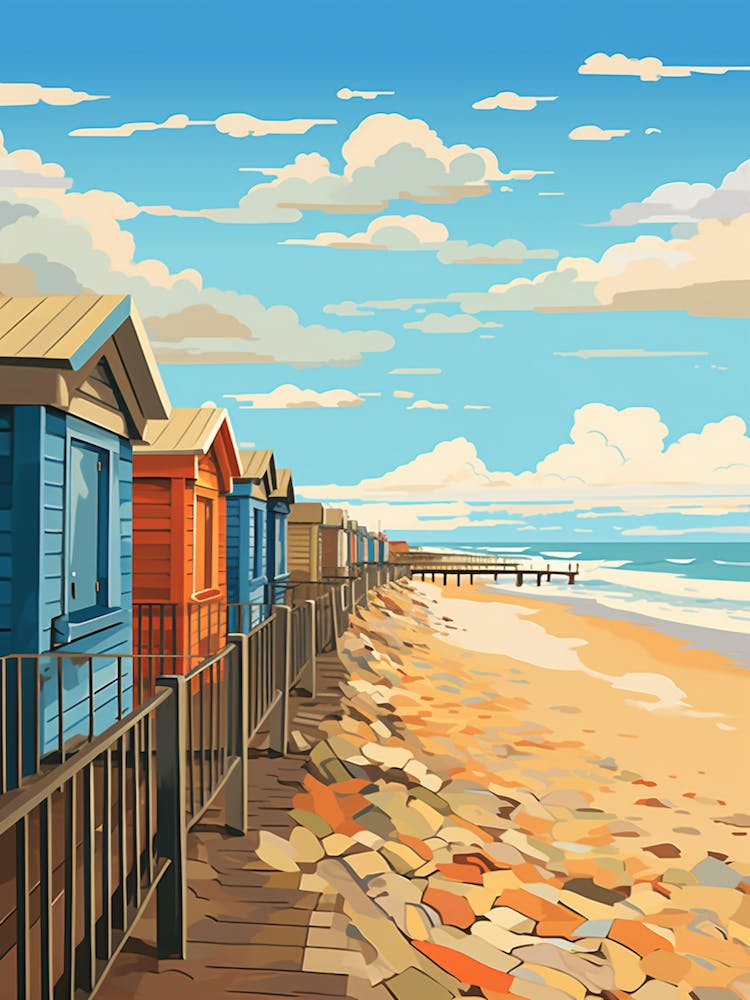 Southwold Beach Suffolk Mediterranean Style Illustration 3
