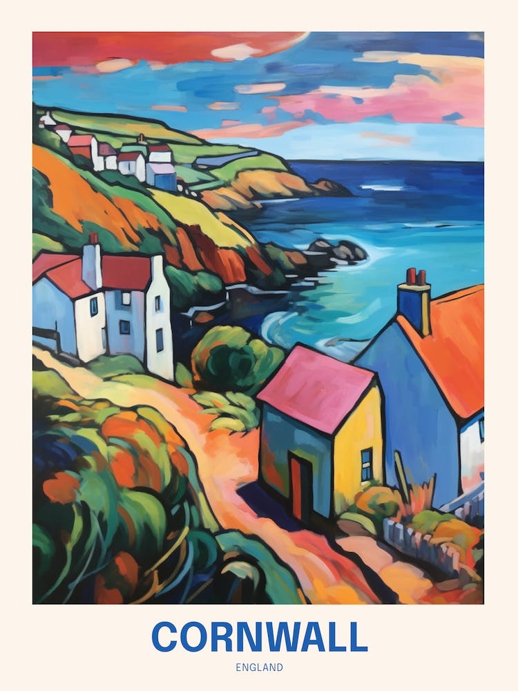 Cornwall Angleterre 8 Affiche de Voyage Royaume-Uni