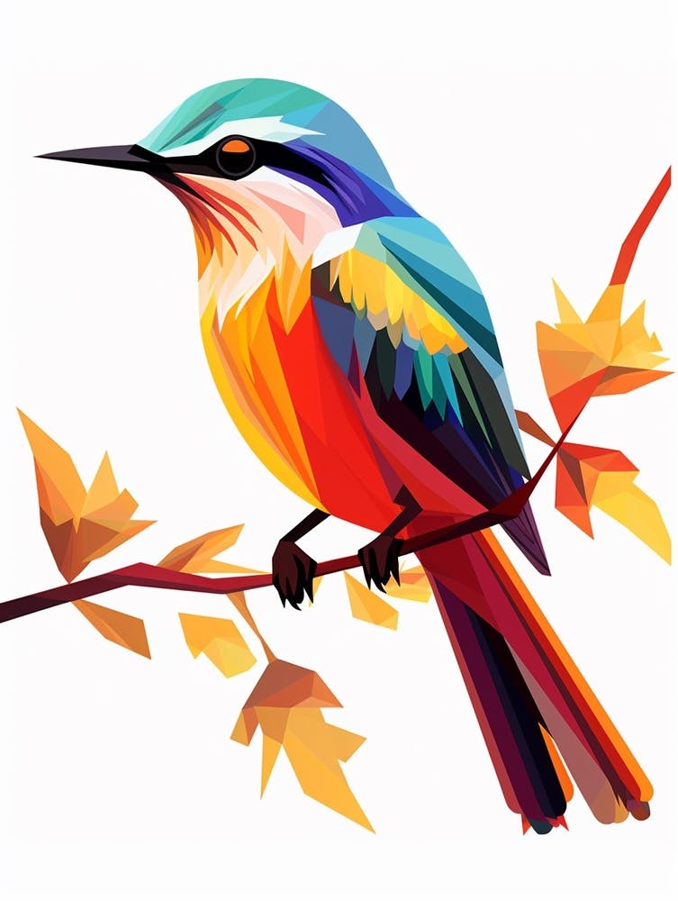 Colourful Geometric Bird Mockingbird 1