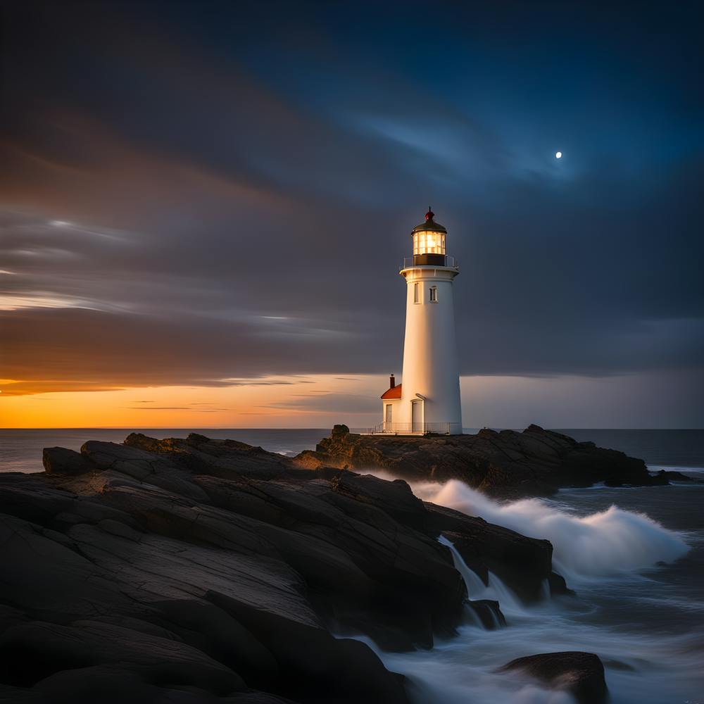 Lighthouse At Sunset